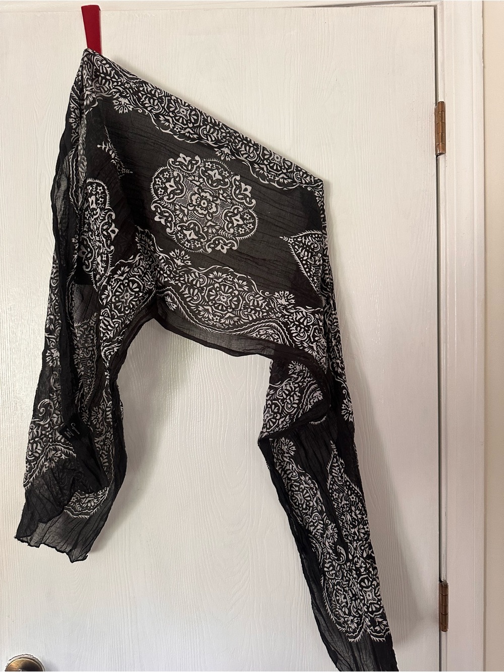 Cejon Black and White Paisley Sheer Scarf
